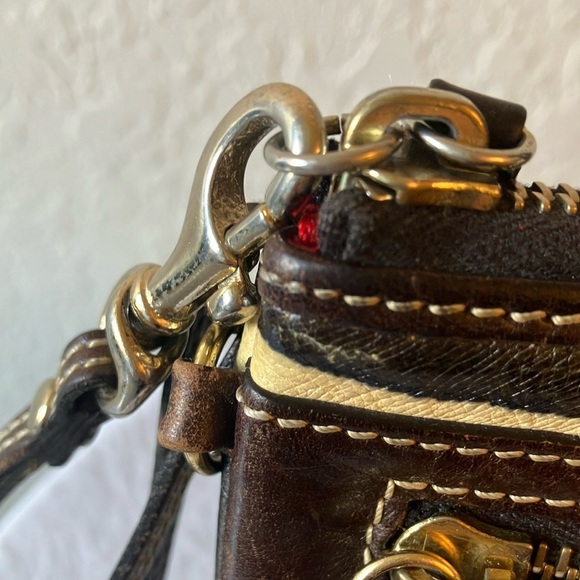 Dooney & Bourke: Vintage Animal Print Leather Wristlet- Gold Tone- flaws - Picture 3 of 15